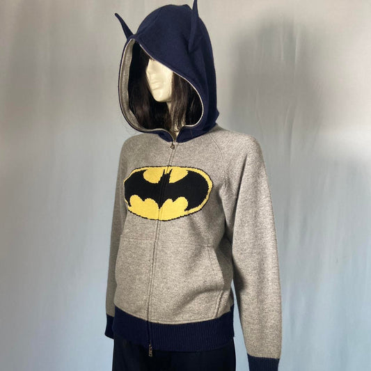 Bape x Dc Comics 2007 full zip-up knit Batman hooded Sweater