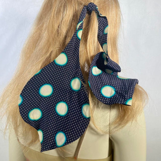 Miu miu navy gradient dot silky petal hair or wrist scarf