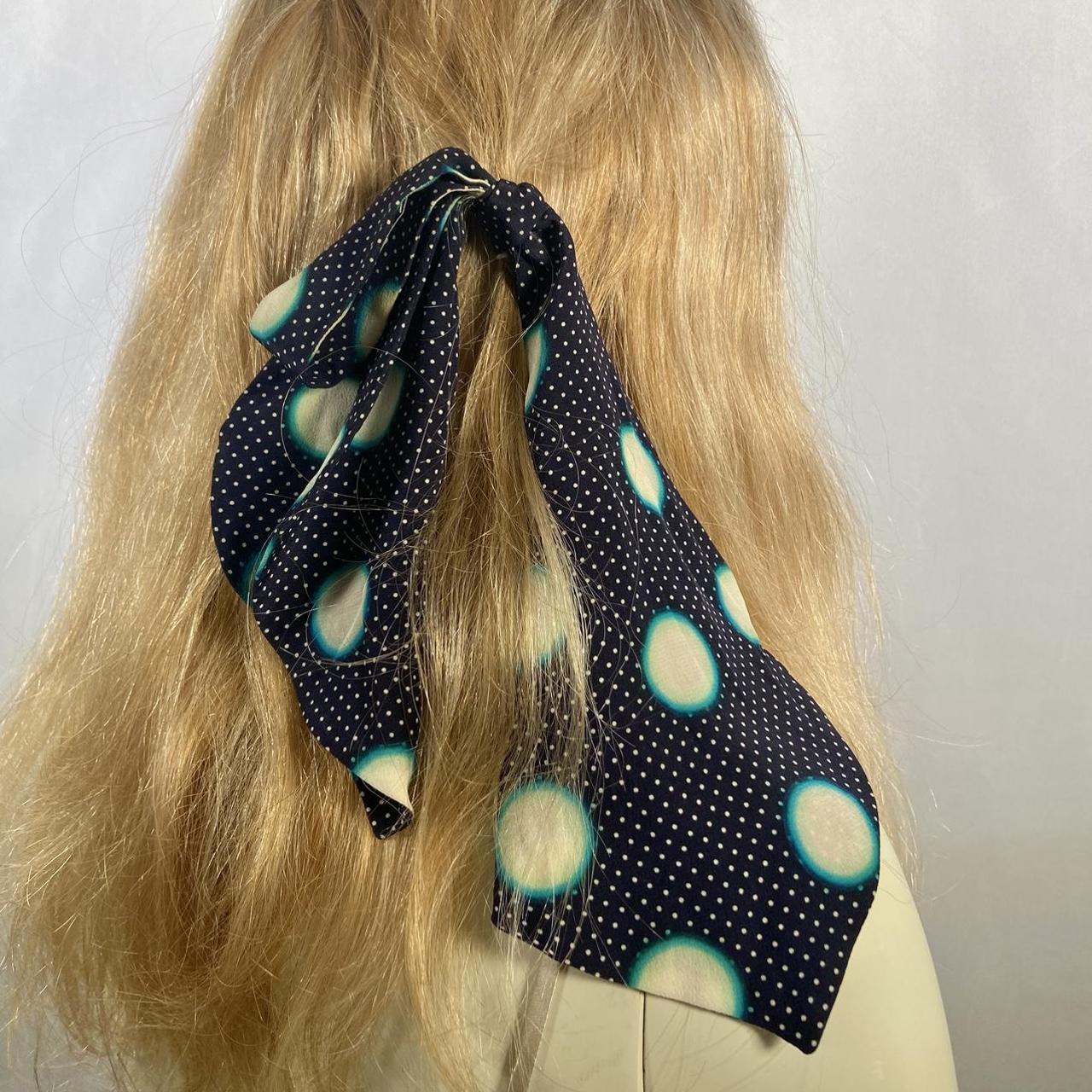 Miu miu navy gradient dot silky petal hair or wrist scarf