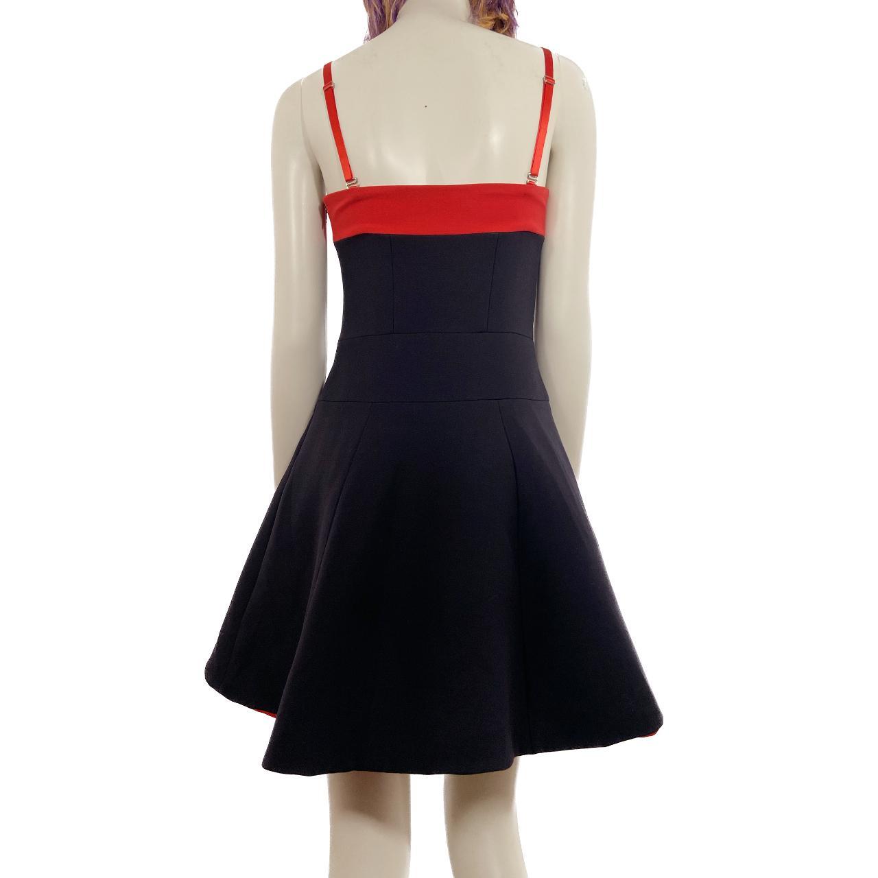 Prada vibrant red and black a-line bustier contrast cut wool dress