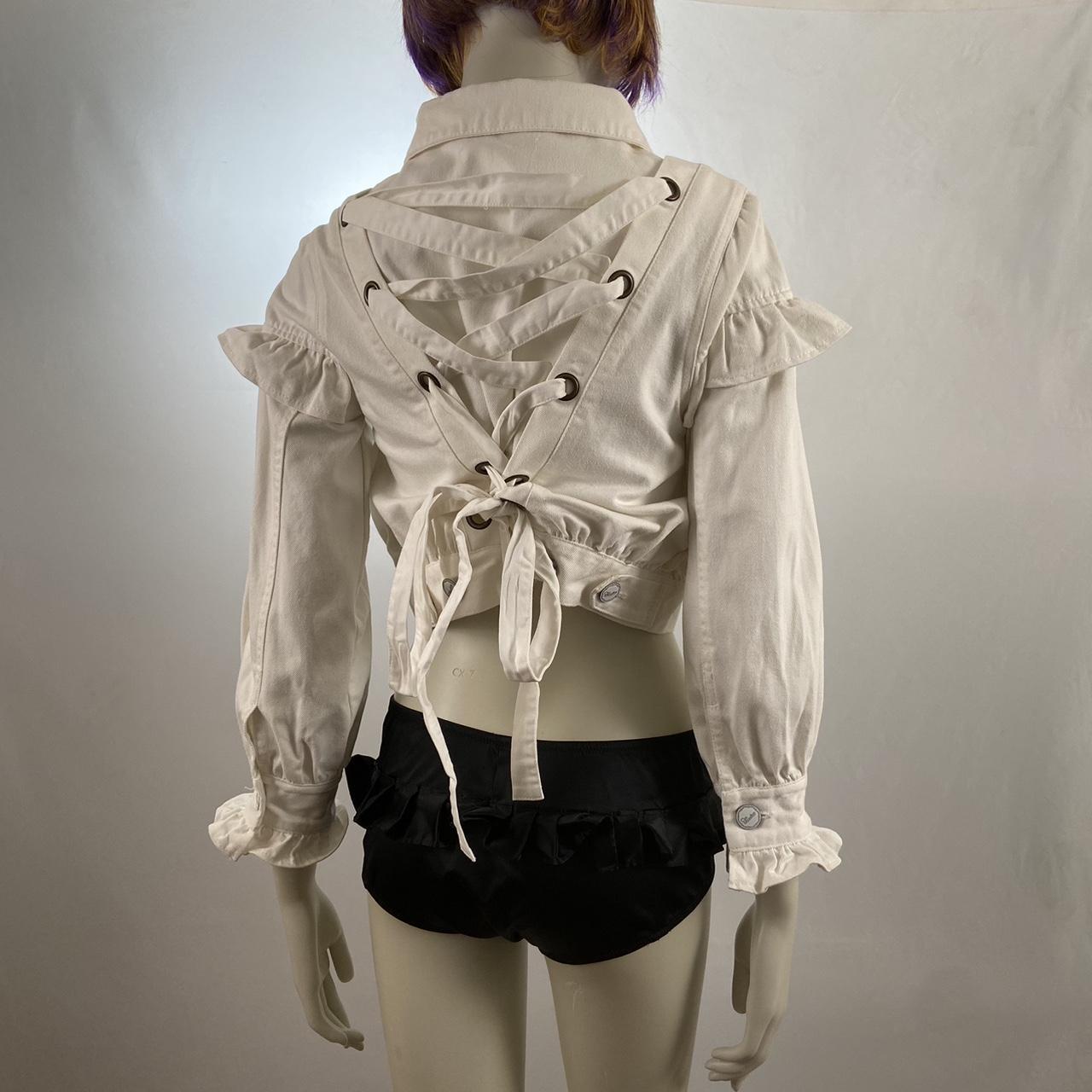 Swankiss white denim lace-up jacket