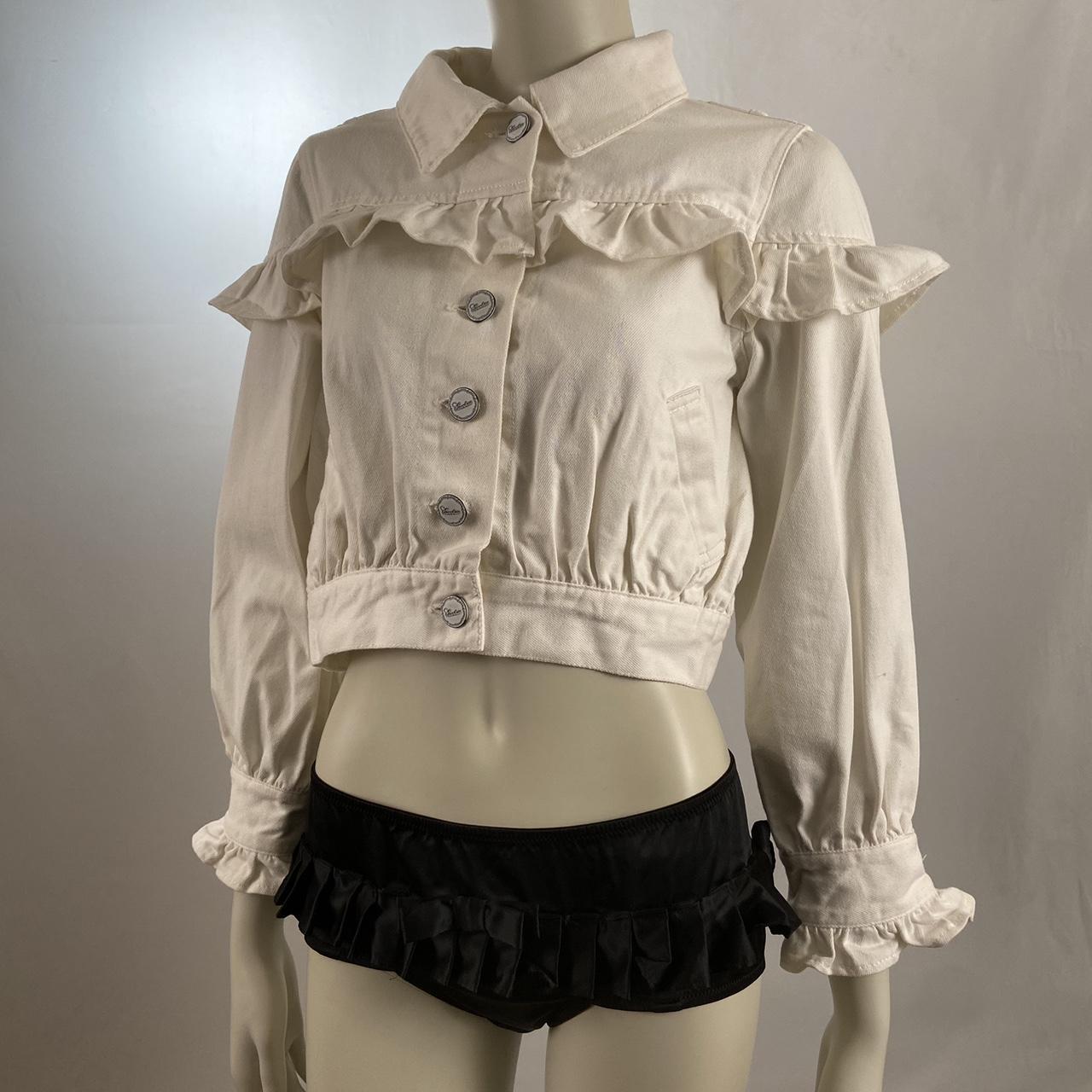 Swankiss white denim lace-up jacket