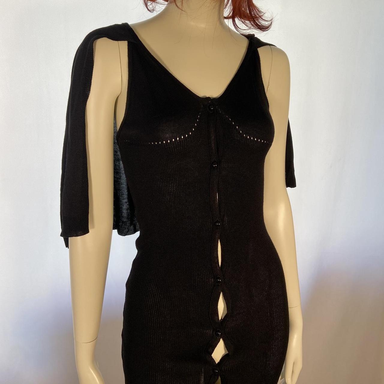 Jean-Paul Gaultier Femme caped knit button up tank dress with adjustable straps