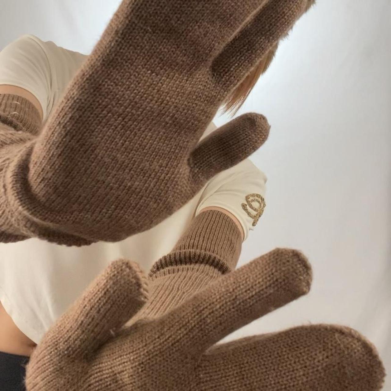 Margiela MM1 brown knit long opera tabi gloves