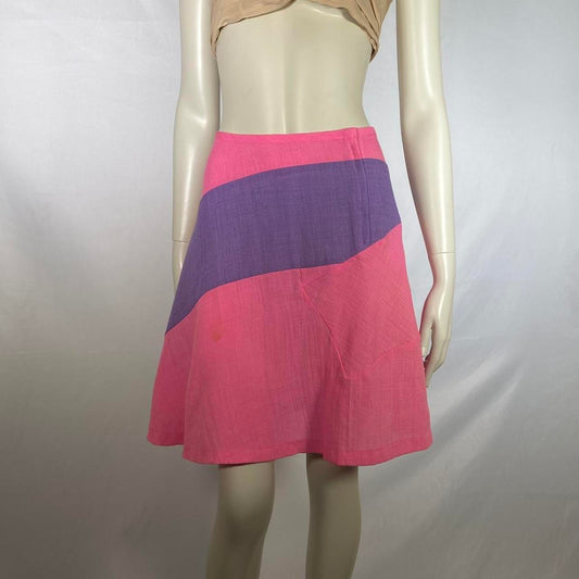 Comme des Garcons AD1995 candy colored pink and purple wool-linen skater skirt