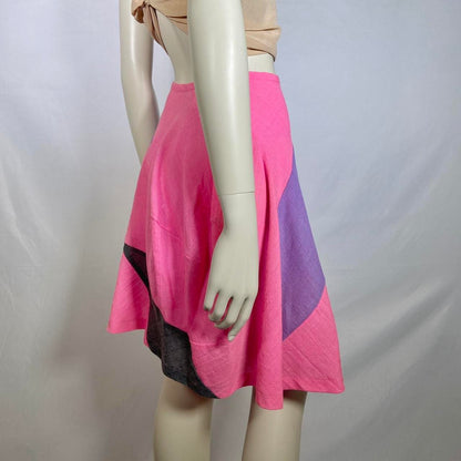 Comme des Garcons AD1995 candy colored pink and purple wool-linen skater skirt