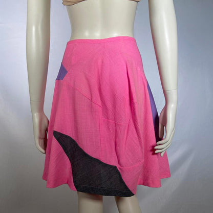 Comme des Garcons AD1995 candy colored pink and purple wool-linen skater skirt