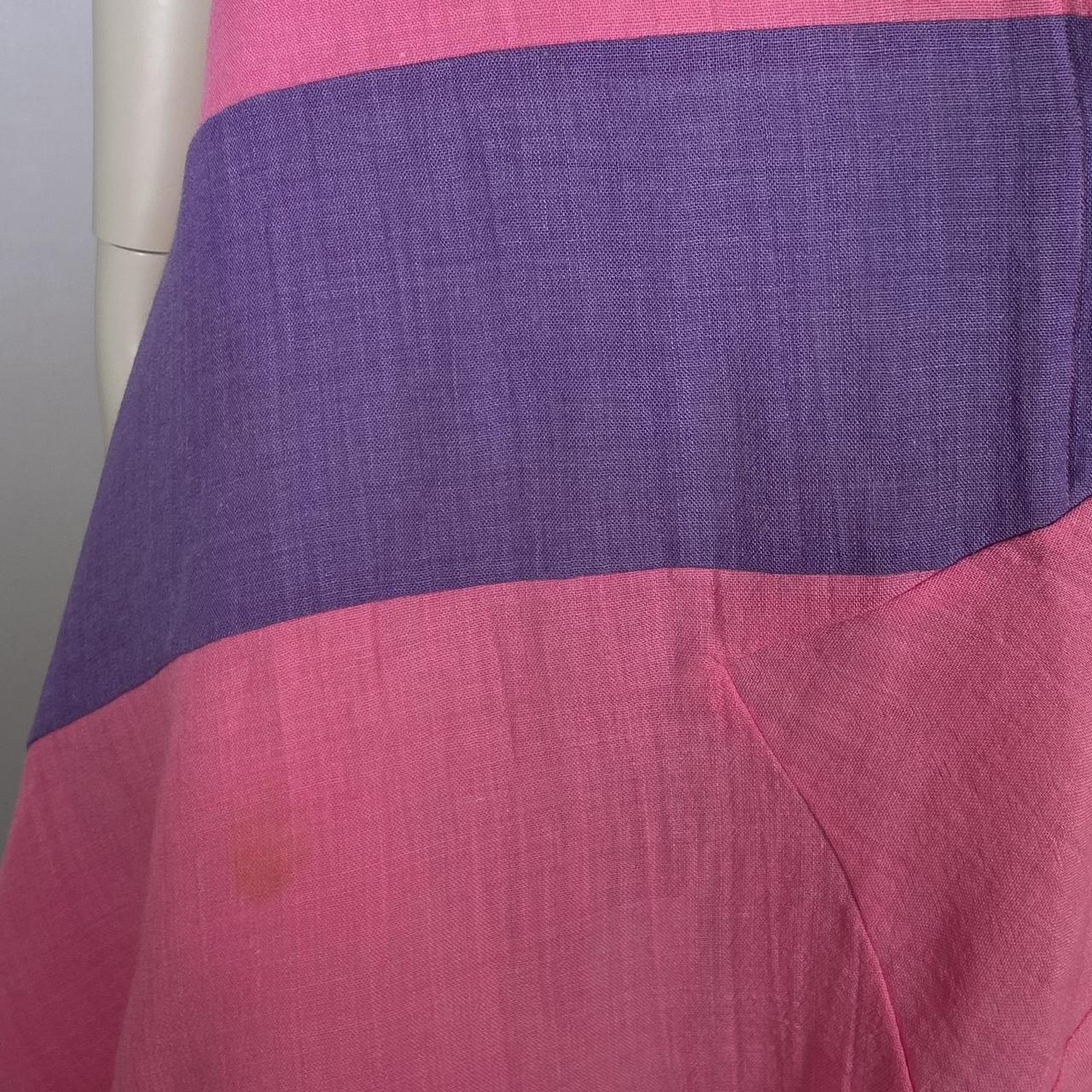 Comme des Garcons AD1995 candy colored pink and purple wool-linen skater skirt