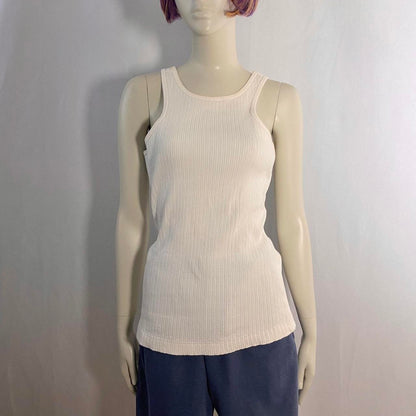 Tokio Kumagai white ribbed knit racerback tank top