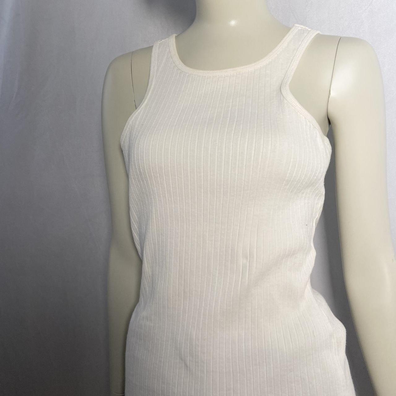 Tokio Kumagai white ribbed knit racerback tank top