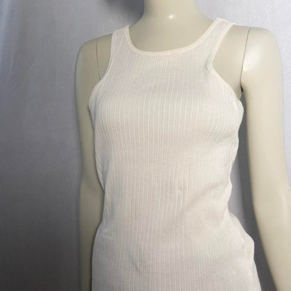 Tokio Kumagai white ribbed knit racerback tank top