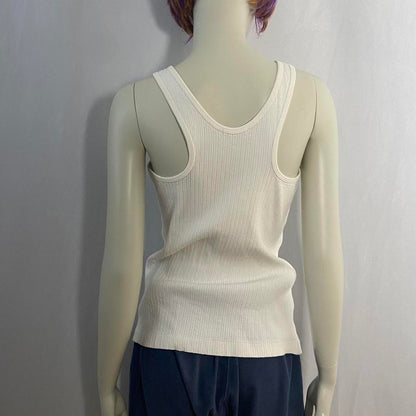 Tokio Kumagai white ribbed knit racerback tank top