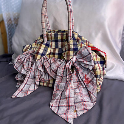 Vivienne Westwood plaid ruffley bow purse