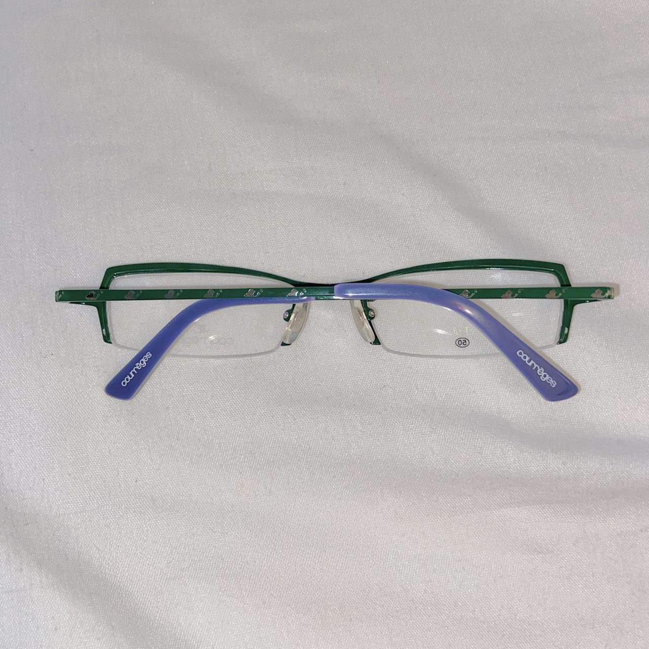 Courreges green frame half rim glasses