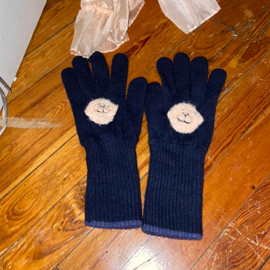 20471120 Hyoma navy blue knit gloves