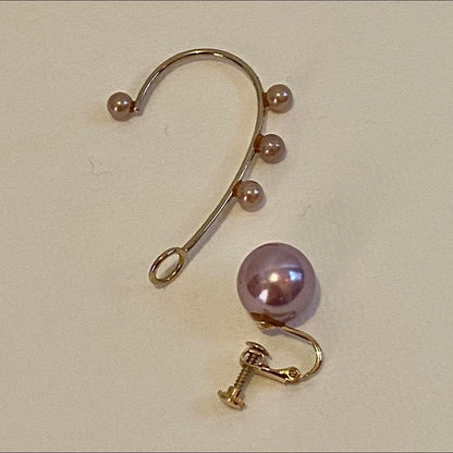 Undercover clip on lavender pearl ear cuff