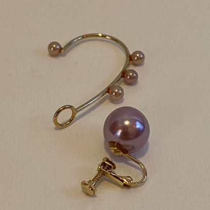 Undercover clip on lavender pearl ear cuff