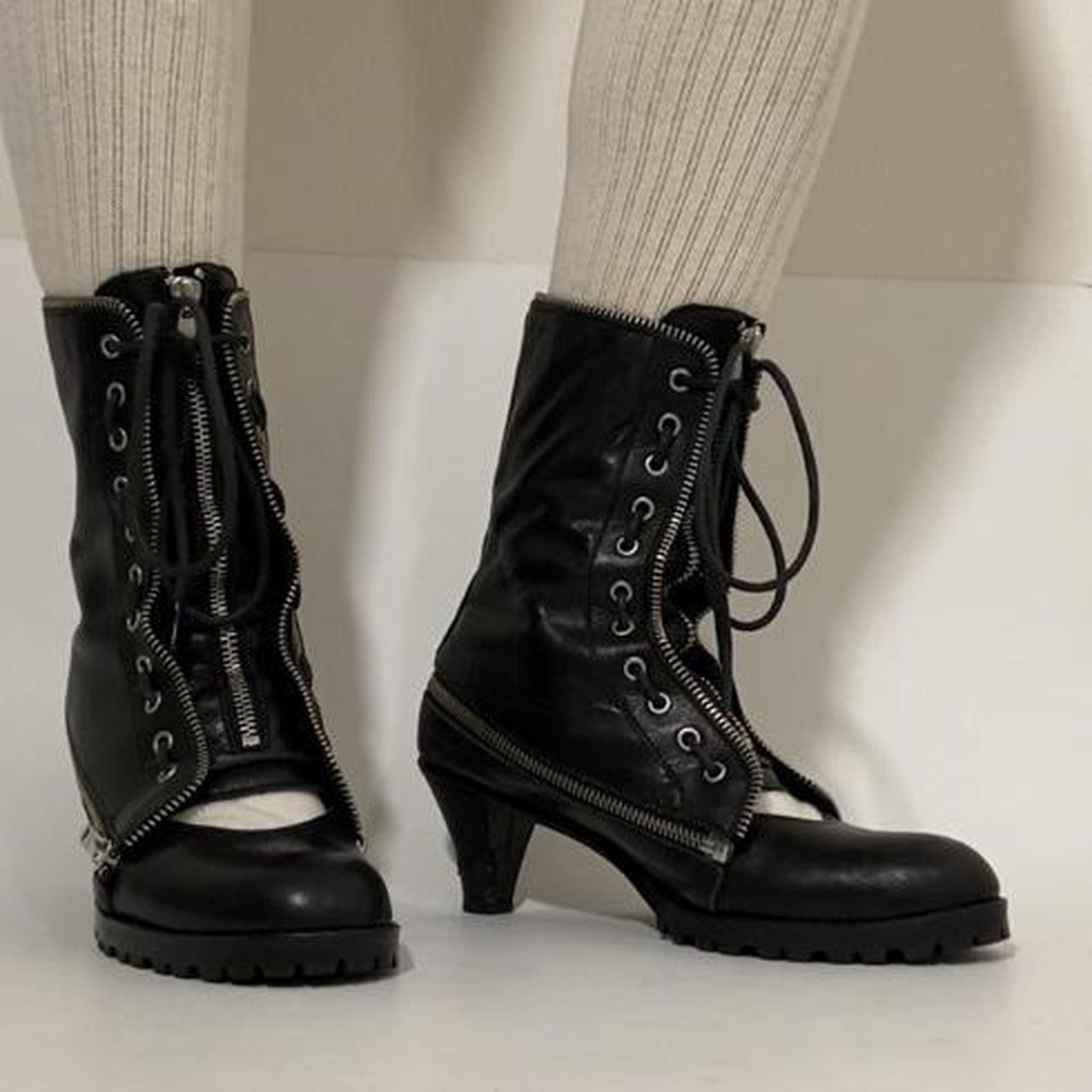 Limi Feu leather black customizable heels with swappable mary jane strap and ankle boot gaiters