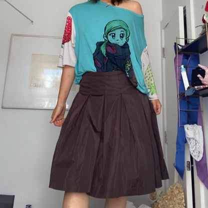 Prada brown pleated skirt