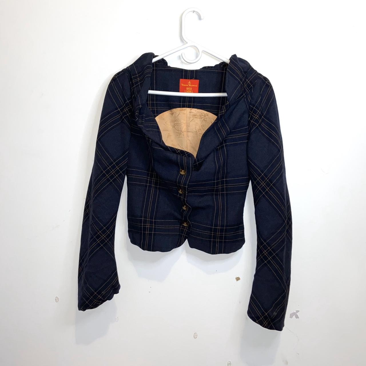 Vivienne Westwood red label cinching navy tartan jacket