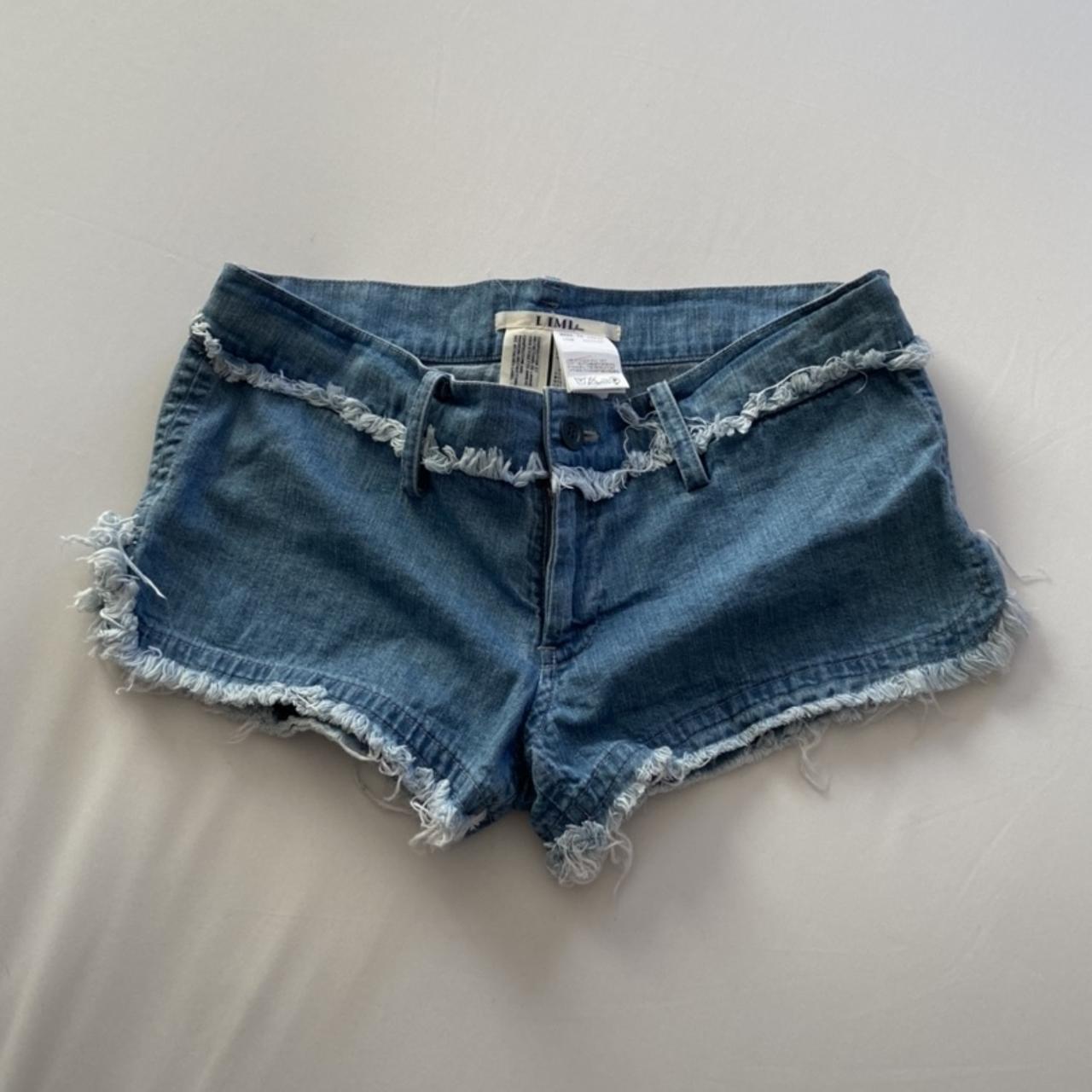 Limi Feu super short mid rise frayed denim shorts