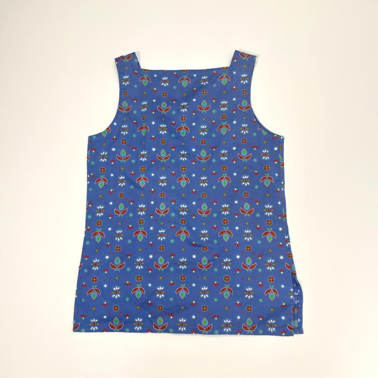 Yves Saint Laurent blue paisley floral cotton tank top