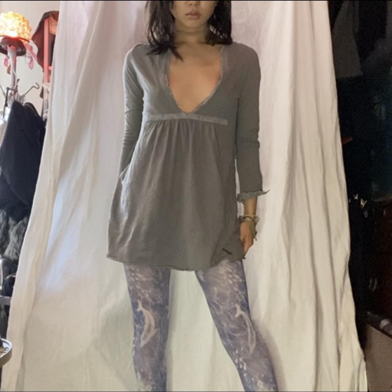 Undercover deep v-neck grey long tunic shirt dress