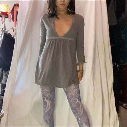 Undercover deep v-neck grey long tunic shirt dress