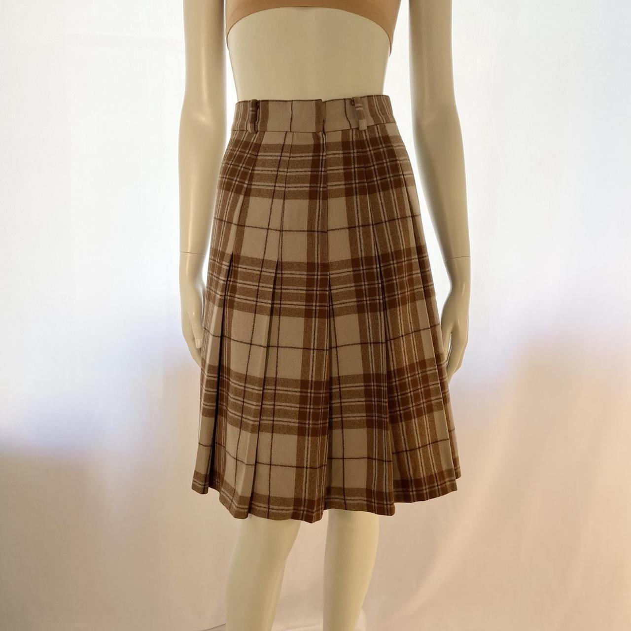 Tokio Kumagai pleated knee length tartan A-line skirt