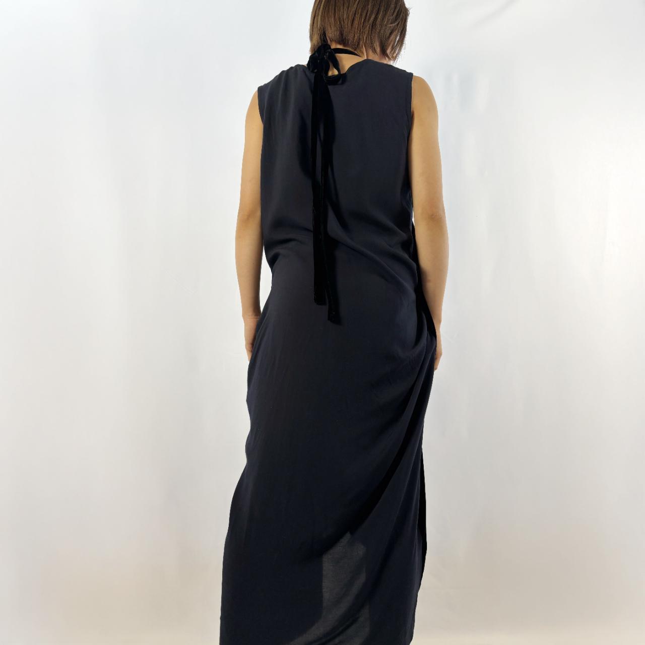 Comme des Garcons AD1995 Robe de Chambre black velveteen tie-up halter layered sheer dress