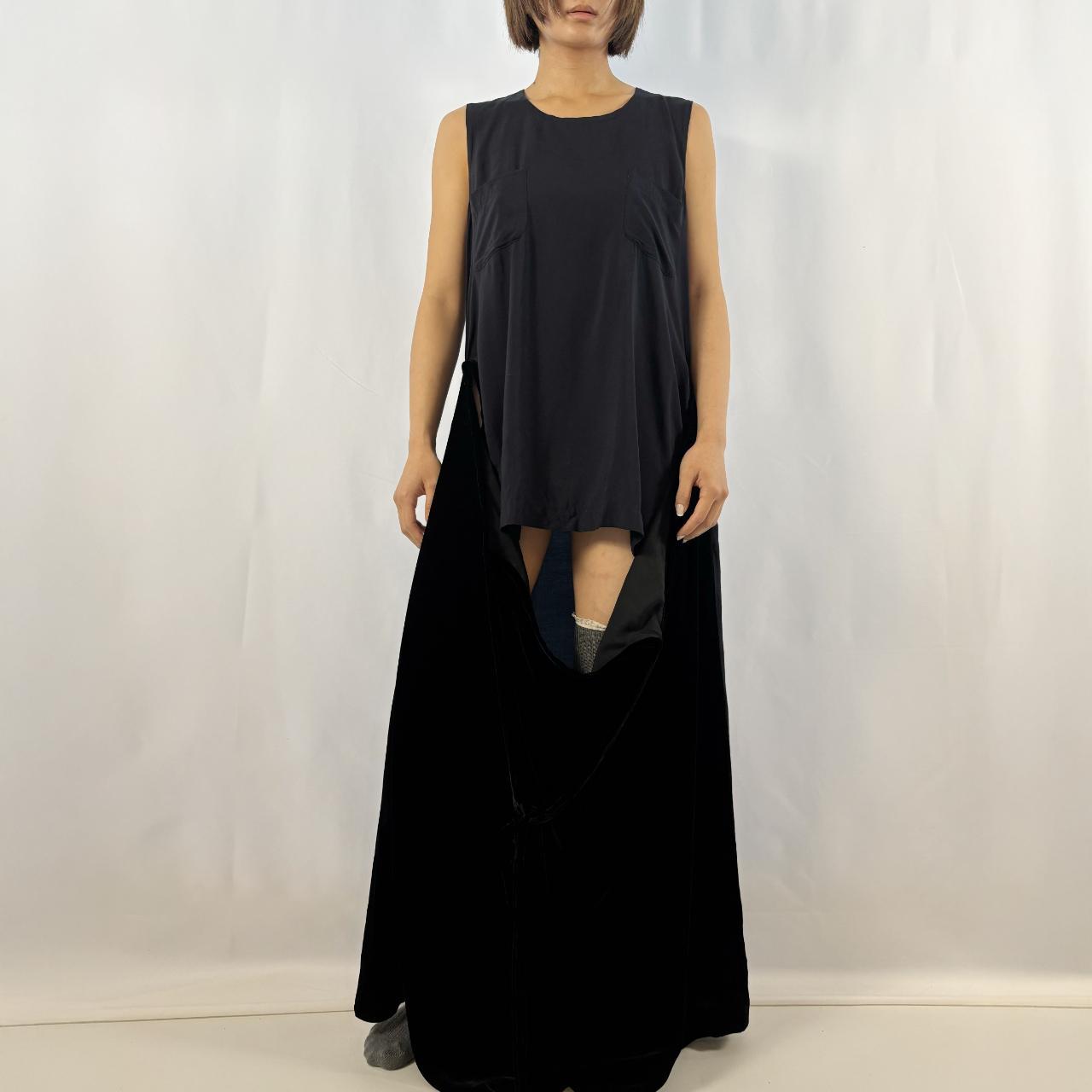 Comme des Garcons AD1995 Robe de Chambre black velveteen tie-up halter layered sheer dress