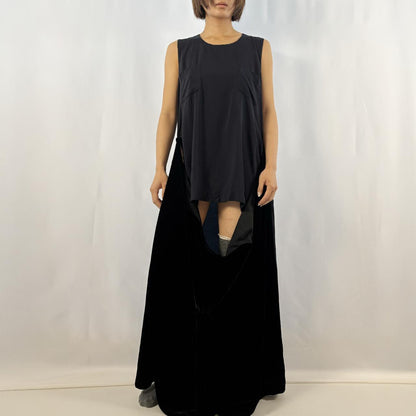 Comme des Garcons AD1995 Robe de Chambre black velveteen tie-up halter layered sheer dress