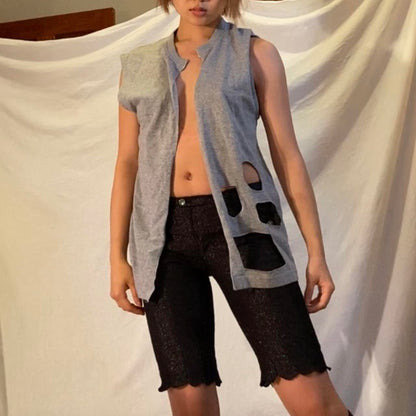 N.Hoolywood holey cut out sweatshirt vest