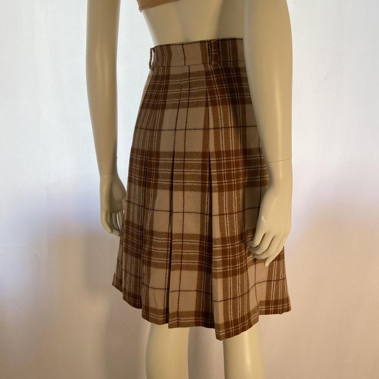 Tokio Kumagai pleated knee length tartan A-line skirt