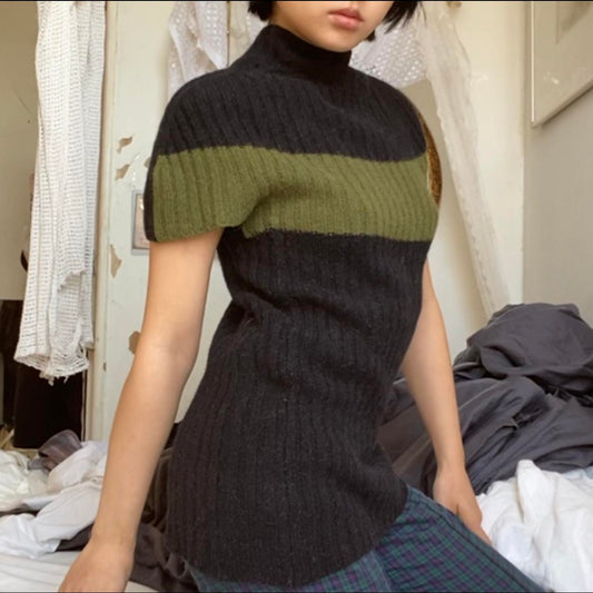 Dirk Bikkembergs wool mock neck stripe sweater