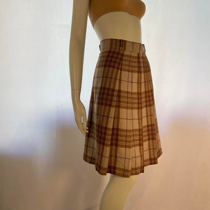 Tokio Kumagai pleated knee length tartan A-line skirt