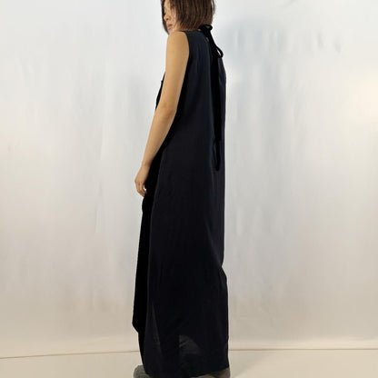 Comme des Garcons AD1995 Robe de Chambre black velveteen tie-up halter layered sheer dress