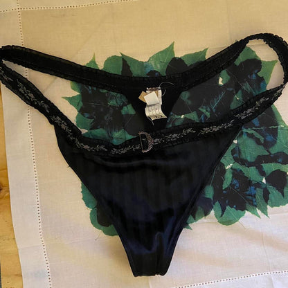 Chantal Thomass black striped thong underwear