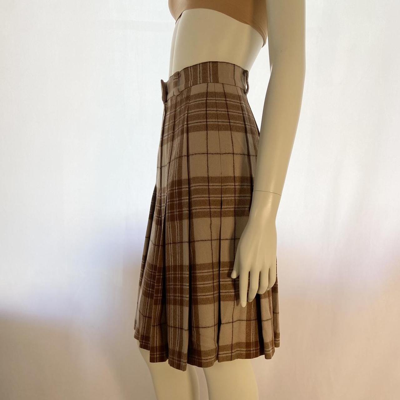 Tokio Kumagai pleated knee length tartan A-line skirt