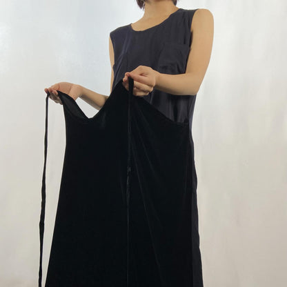 Comme des Garcons AD1995 Robe de Chambre black velveteen tie-up halter layered sheer dress