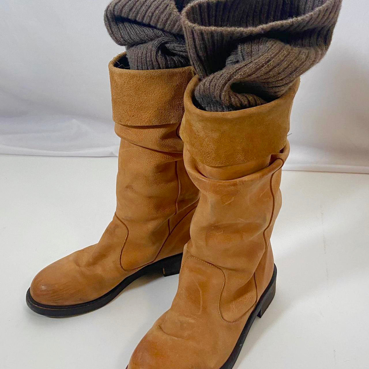 Limi feu built-in legwarmer leather boots